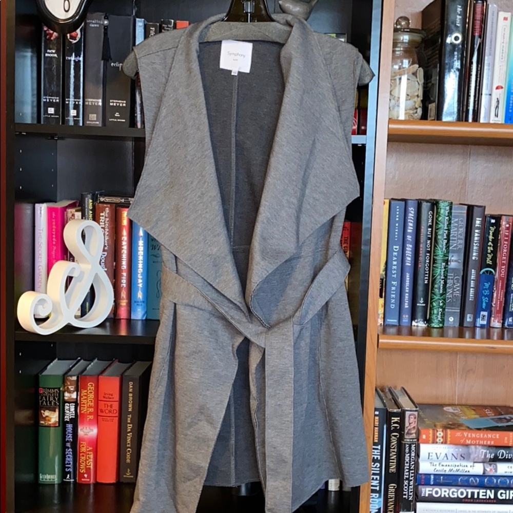 Incredibly Soft Grey  Sleeveless belted jacket